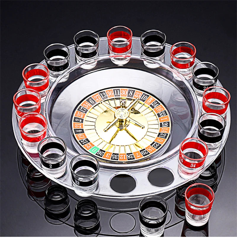 16 Glasses Transparent Glass Wine Cup Game Bar Drinking Game Whiskey Cocktail Bar Party Game Push Turntable Drinking Accessories