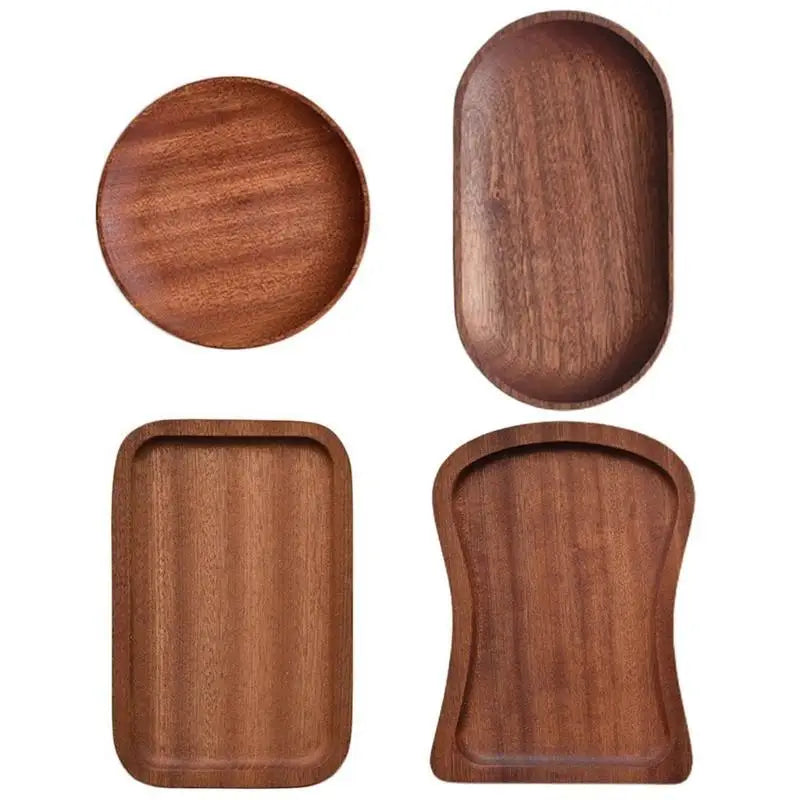 G6KF Wooden Dinner Breads Plates Fruit Display Dishes Tea Tray for Kitchen