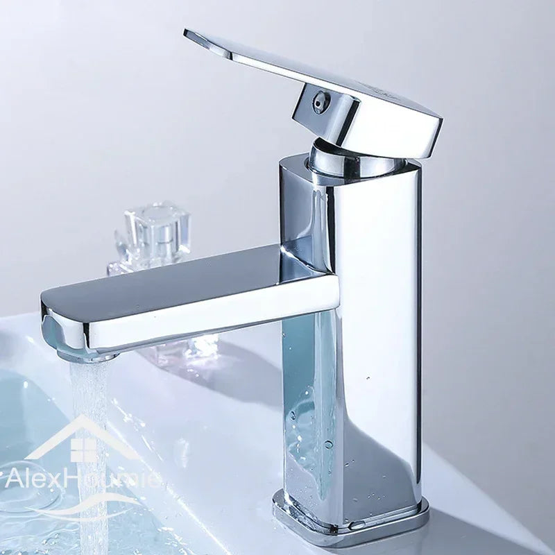 Bathroom Water Tap Washroom Faucet Deck Mounted Single Hole Single Handel Hot and Cold Water Mixer