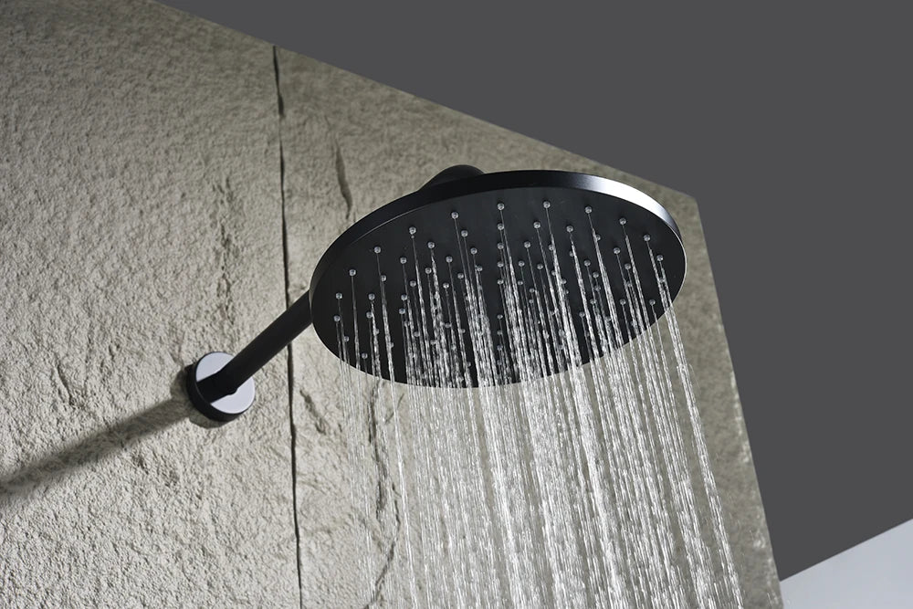 High End Matte Black Concealed Rain Shower System Modern Bathtub Thermostatic Shower Set 3 Modes Rainfall Bathroom Shower Faucet