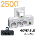 EU Plug Power Strip Wall Mounted Power Socket 3 Outlets Multitap Electrical Wall Socket for Home Office
