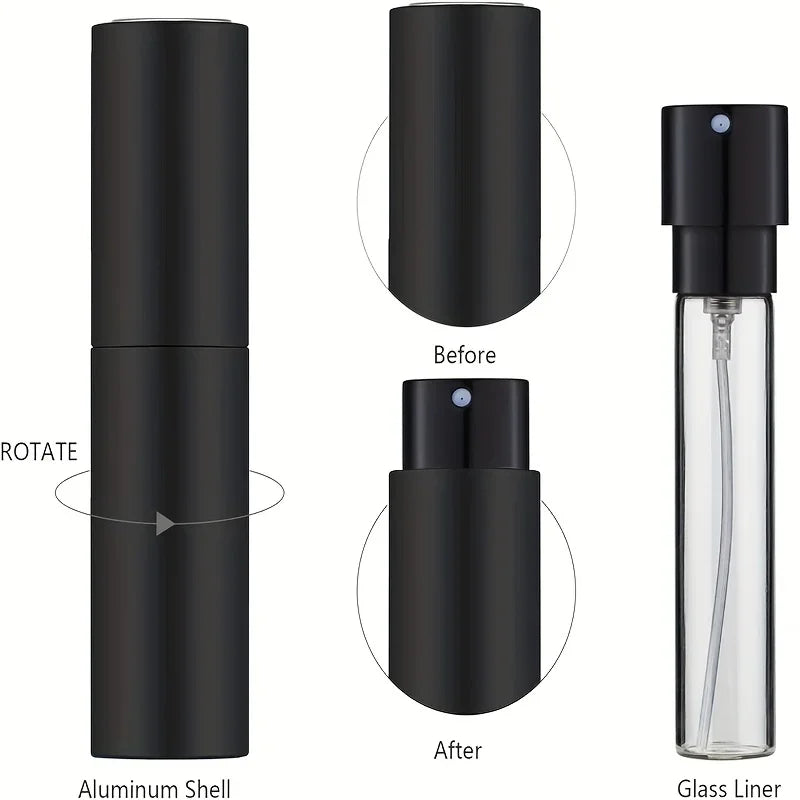 10 ml Travel Perfume Sprayer, Refillable Cologne Container, Empty Dispenser Sprayer for Mini Sprayer Size (Black