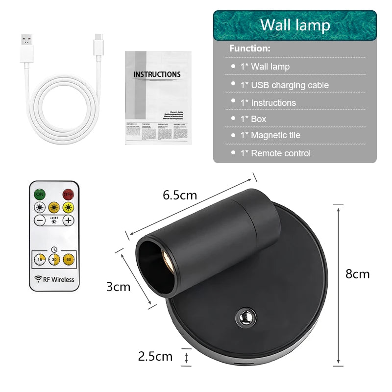 Dual Intelligent Control LED Light Magnetic USB Rechargeable Wall Lights Spotlight Stepless Dimmable Corridor Lamp Bedside Lamp