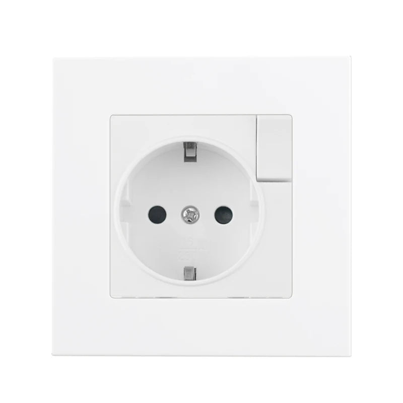 S Series- EU Power Socket Function Module Socket With Switch DIY Socket Accessory Free Combination White Glass /Plastic 250V 16A