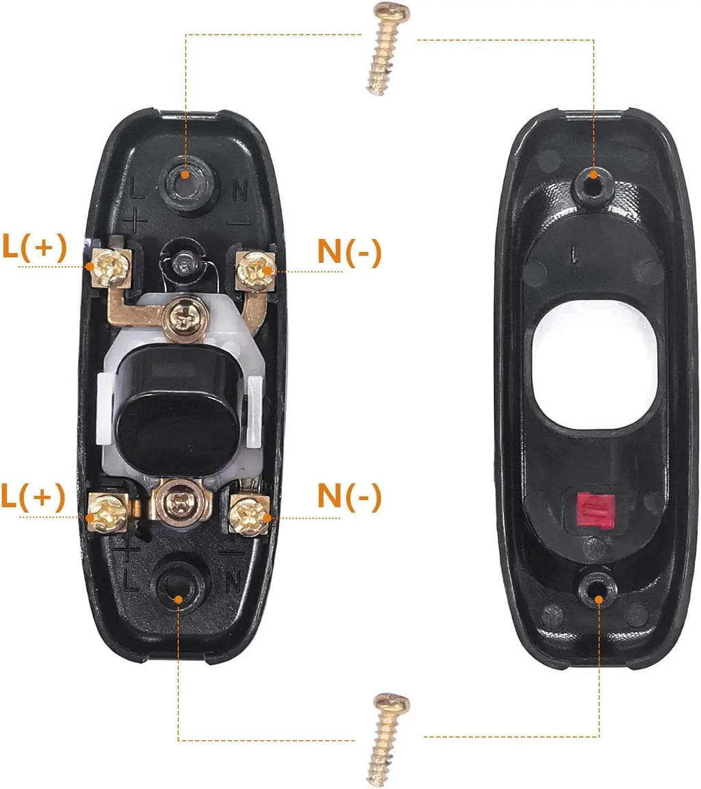 Appliance Inline Cord Switch Black/white AC 250V 10A Heavy Duty Thru Switch On Off Lamp Bulb Wall Line Control Switch
