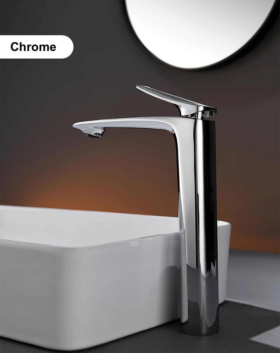 VGX Luxury Gold Bathroom Faucets High Basin Mixer Tall Sink Faucet Gourmet Washbasin Tapware Hot Cold Water Tap Brass Chrome