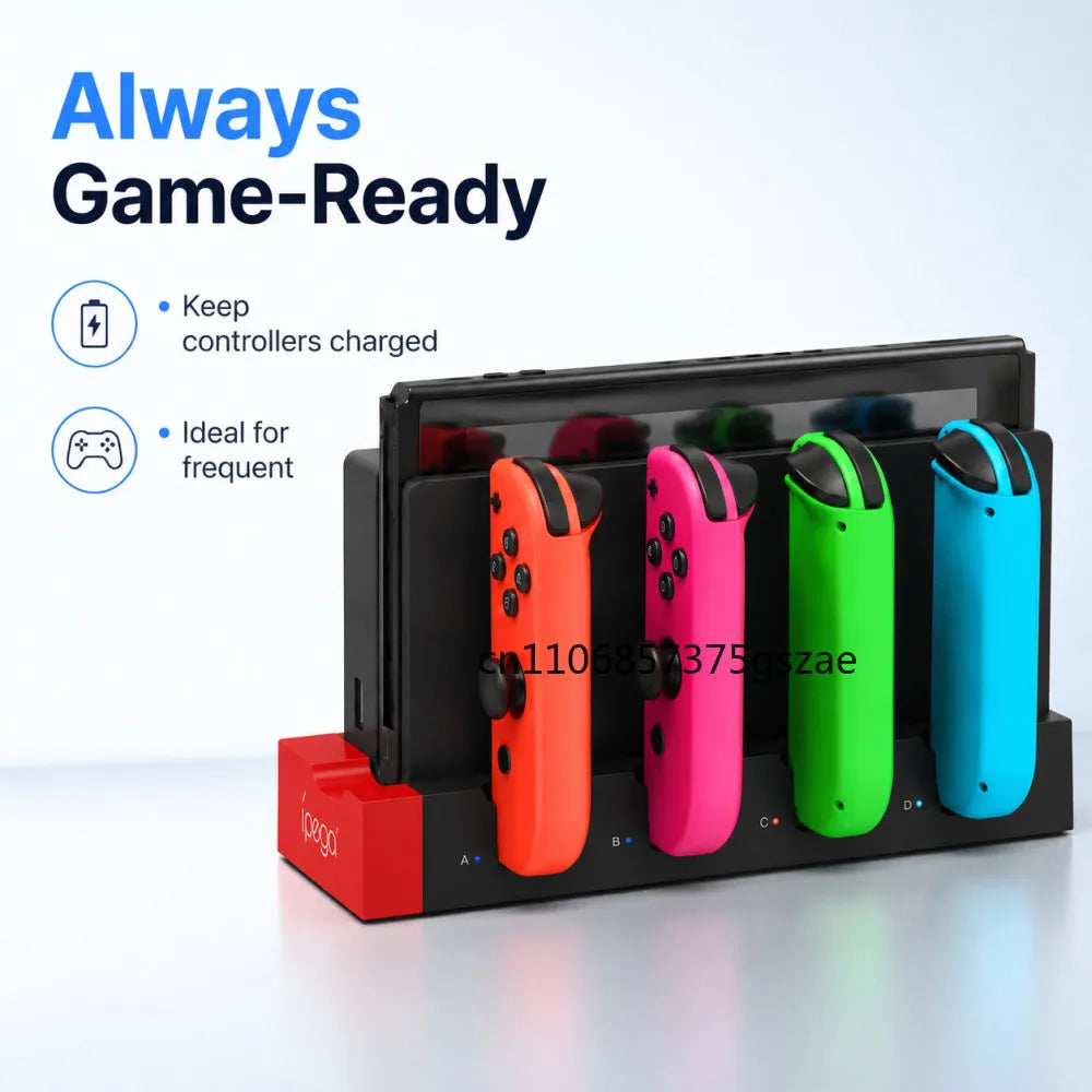 PG-9186 Joycon Charging Dock Station for Switch&OLED - Charges Up To 4 Controllers, Compatible with Switch and OLED Model