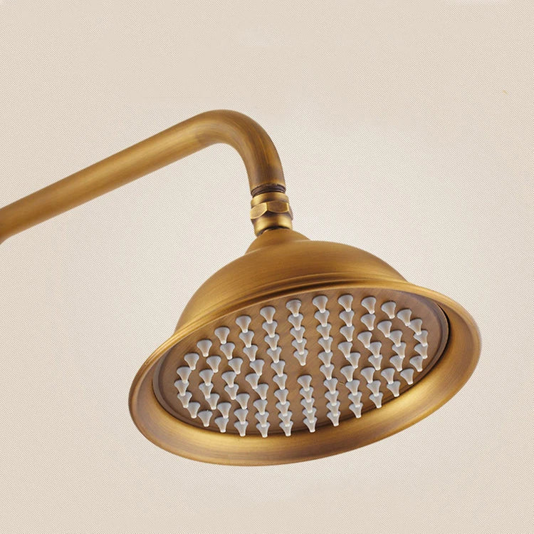 8 Inch Round Ceramic Handle Shower Head Bathroom Solid Brass Copper Rain Shower Head Waterall Hand Shower