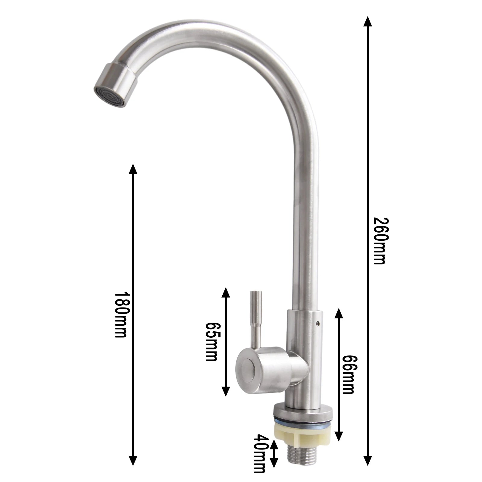 Kitchen Faucet Stainless Steel -=-Water Tap Single Cold Free Rotation Deck Mounted =-Single Lever Bathroom Kitchen Sink Faucet