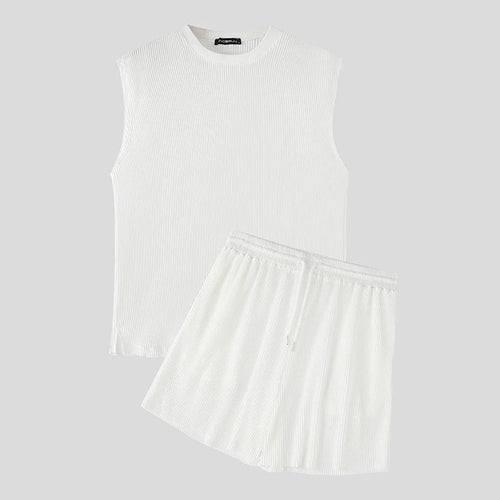 Summer Izzy Pleated Sleeveless Tank men beach shorts set