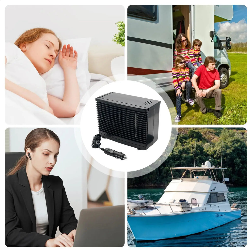 12V Mini Portable Car Air Conditioner Fan, Evaporative Water Cooling Air Cooler with Water Tank, Personal Cooling Appliance Fans