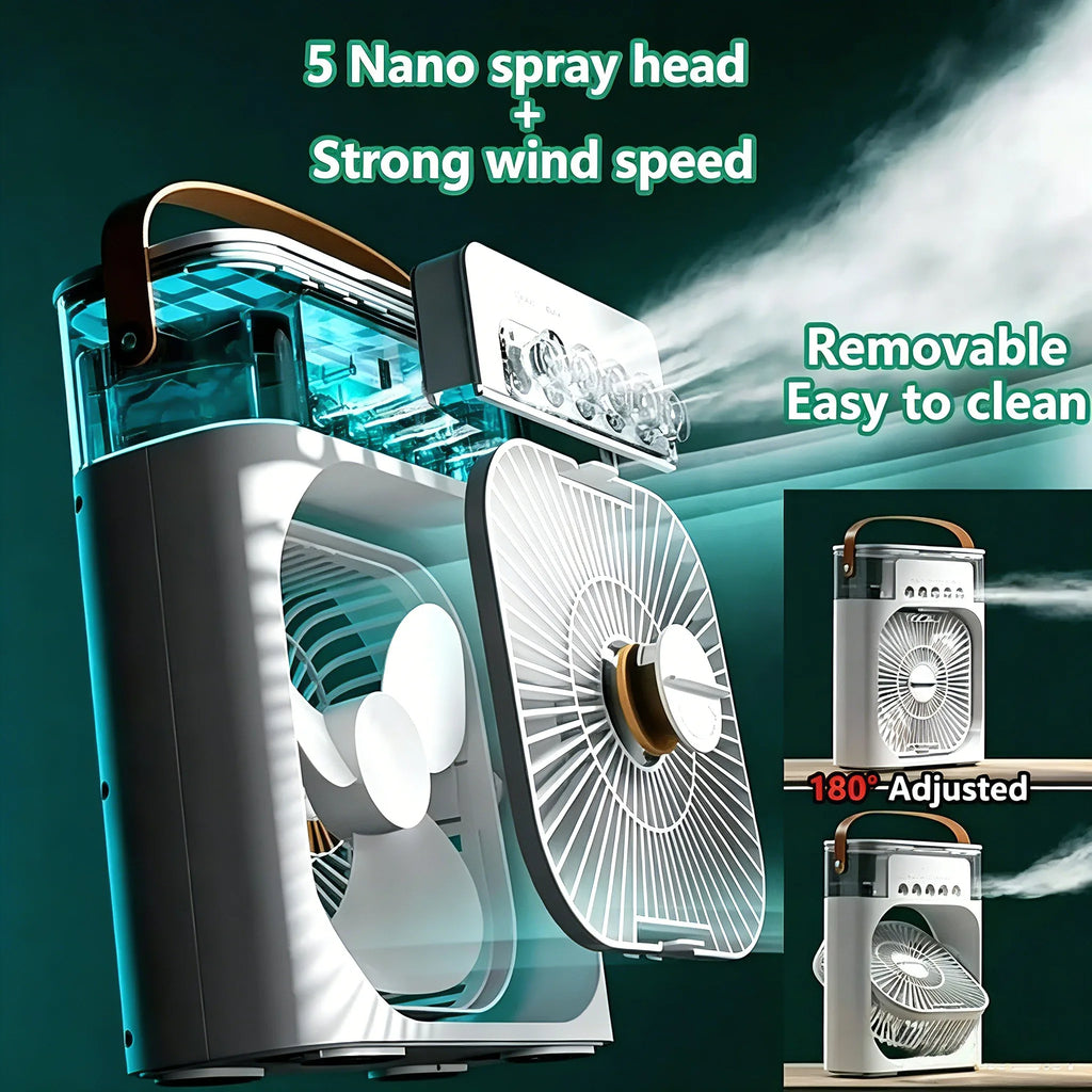 3 in 1 Fan Air Conditioner Household Mini Air Cooler LED Night Light Portable Humidifier Air Adjustment Fan Office Home Fan