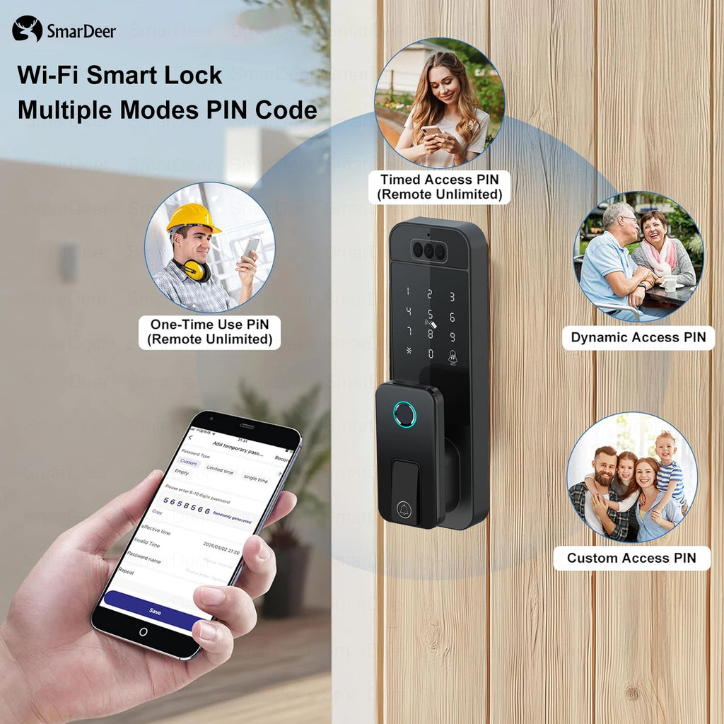 Waterproof Outdoor Smart Door Lock Fingerprint Facial Recognition Password Anti-theft Security Electronic Lock for Gate Garden