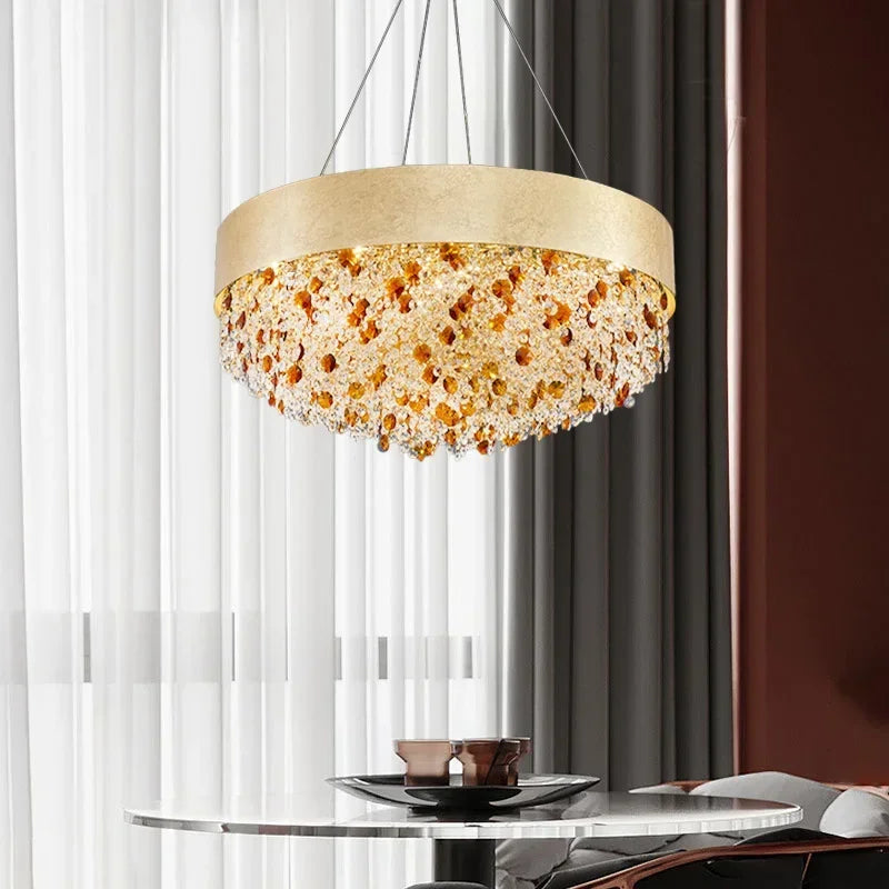 Modern Light Luxury Crystal Living Room Chandeliers for Restaurant Luxury Creative Circular Designer Home Decor Lustre Fixtures