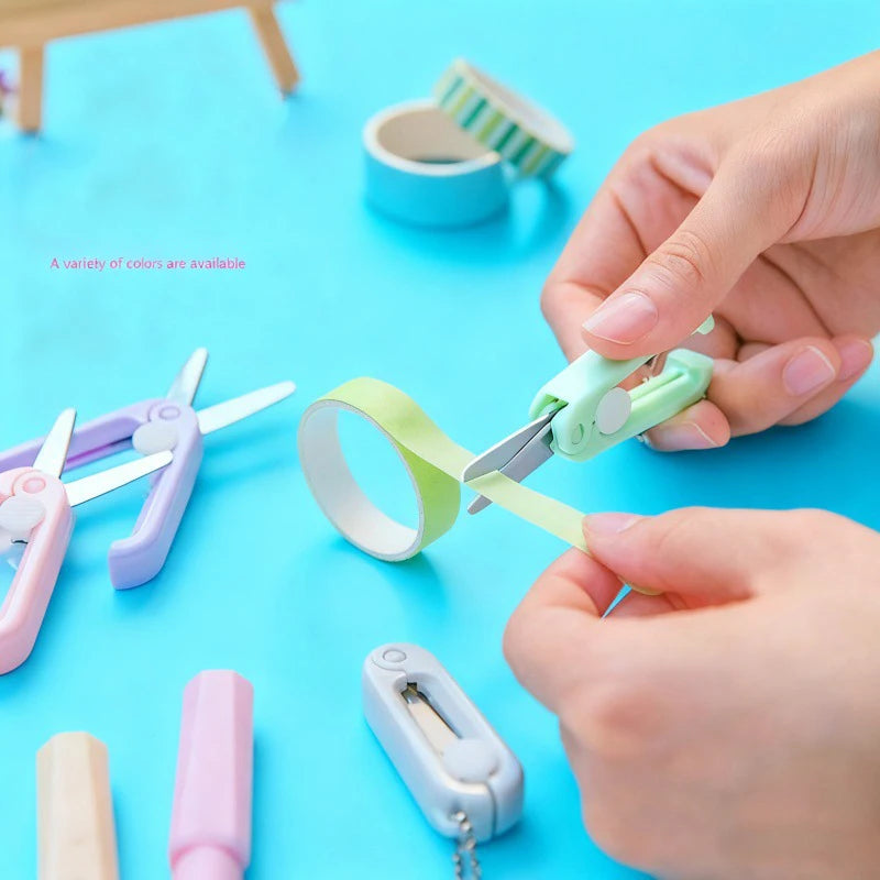 Mini Portable Portable Small Scissors Creative Paper-cutting Notebook Tool That Can Be Extended and Folded