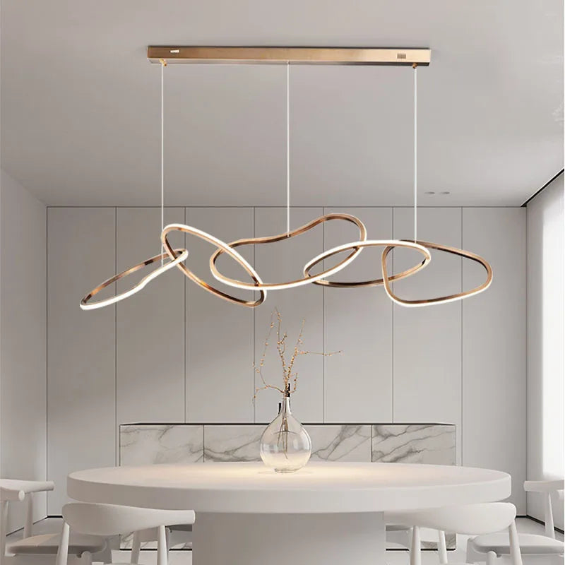 Postmodern Luxury led hanging lamp Minimalist art Personality Chandelier for Living Dining room Iron LED ring chandelier Light