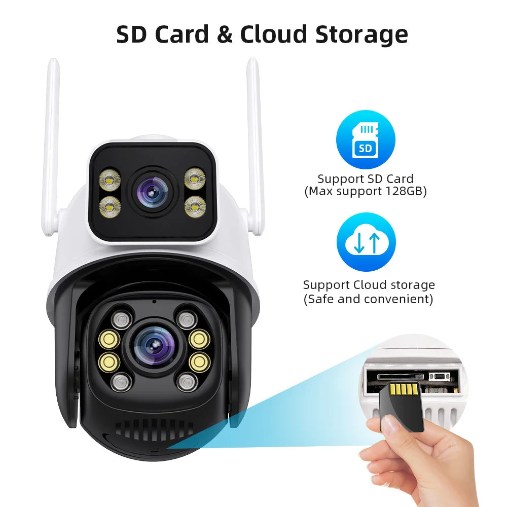 Wifi Surveillance Cameras 4K Waterproof Outdoor Wireless Security Camera Dual Lens Security-Protection ICsee IP Camera AI Track