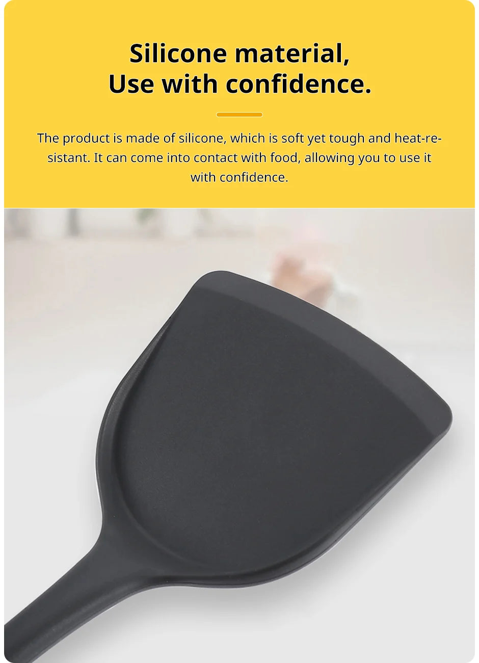 Thickened gray silicone kitchen utensils, kitchen spatula, soup spoon, kitchen multifunctional cooking silicone spatula