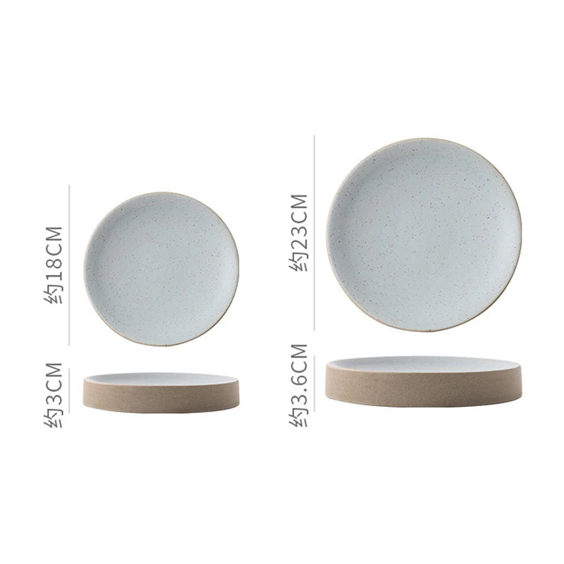 Vintage Round Ceramic Plate Creative Dessert Dim Sum Plate Pastry Plate Steak Plates Sushi Plates Molecular Cuisine Tableware