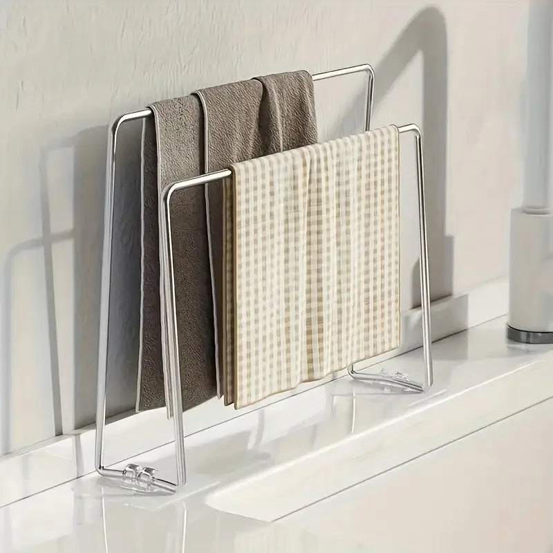 Stainless Steel Kitchen Sink Organizer - Towel Rack, Dishcloth Rack, Drain Rack, for Dish Storage and Organization, Space-Saving