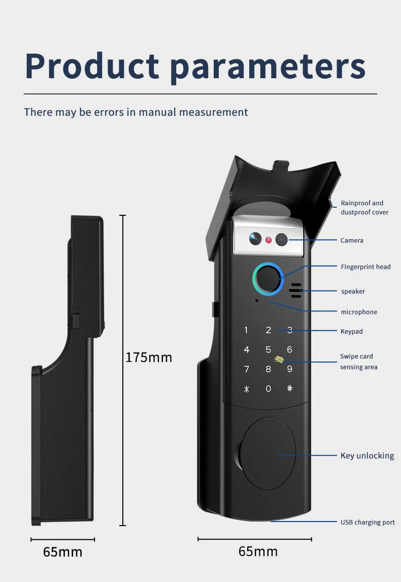 Waterproof Smart Lock Remote APP Video Intercom 3D Face Recognition Tuya Smart Home Fingerprint Password IC Card Doorbell Keypad