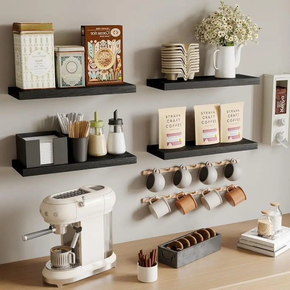 1pc Wall Mounted Floating Shelves Wooden Deeper Storage Shelf Multi Functional Thicker Bathroom Shelves