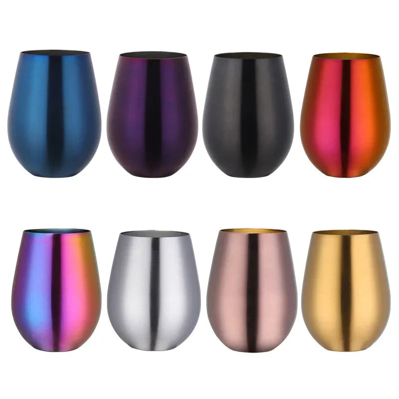 500ml Stainless Steel Single Layer Titanium Plating Wine Glasses Beer Titanium Wine Glasses 500ML Big Belly Water CupBarSupplies