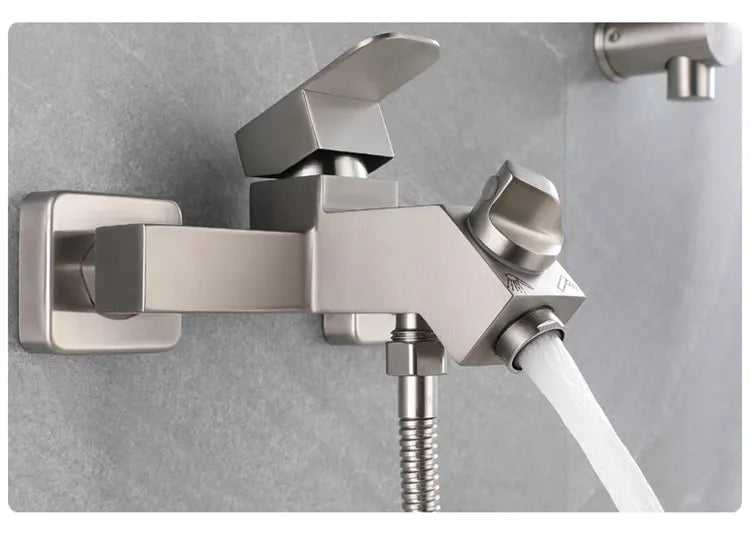 Bathroom Shower Faucet  Wall Mounted 304 SUS Shower Faucet Set Brushed Finished Styel New