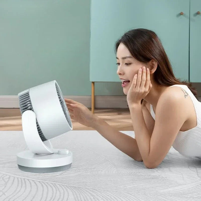 Small Air Circulator Fan, Oscillating Desk Floor Fan with Strong Wind, Low Noise for Bedroom Dorm, Energy-Saving Durable Durable