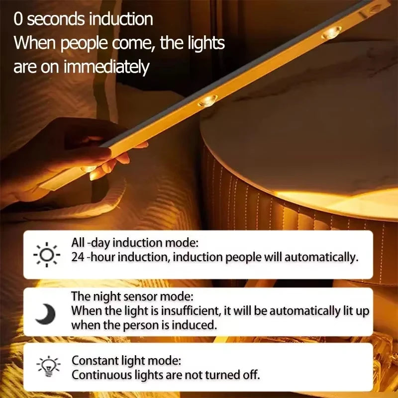 20-50CM LED Under Cabinet Light  Wardrobe Indoor Lighting Motion Sensor LED Lamp Ultra Thin USB Rechargeable Night Light