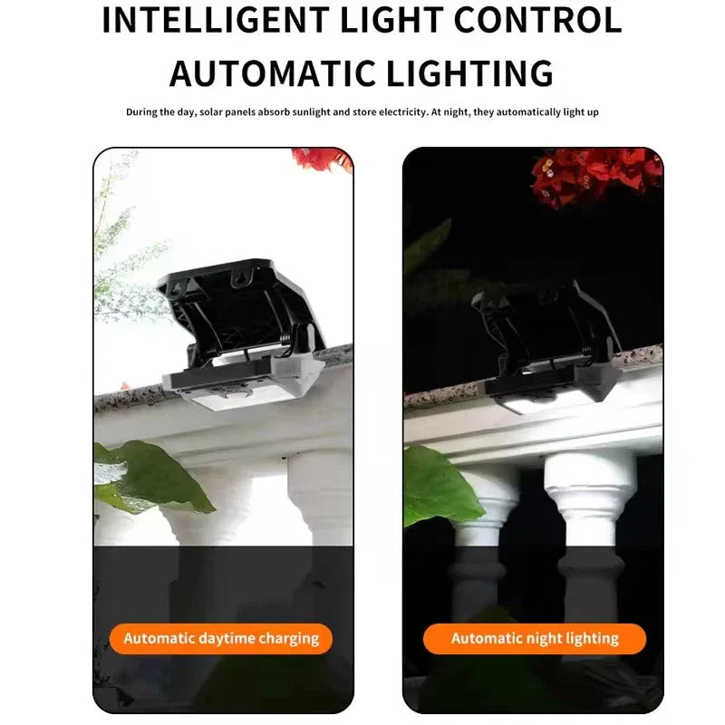 Solar Security Light Outdoor Motion Sensor Clip, Super Bright Garden,IP65 Waterproof Outside Camping Lights
