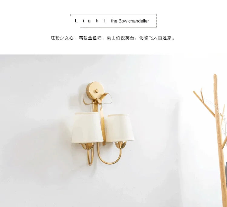 2025 Modern Simple Light Luxury E14 Bowknot Wall Lamp Living Room Bedroom Girl Princess Children Room Lights