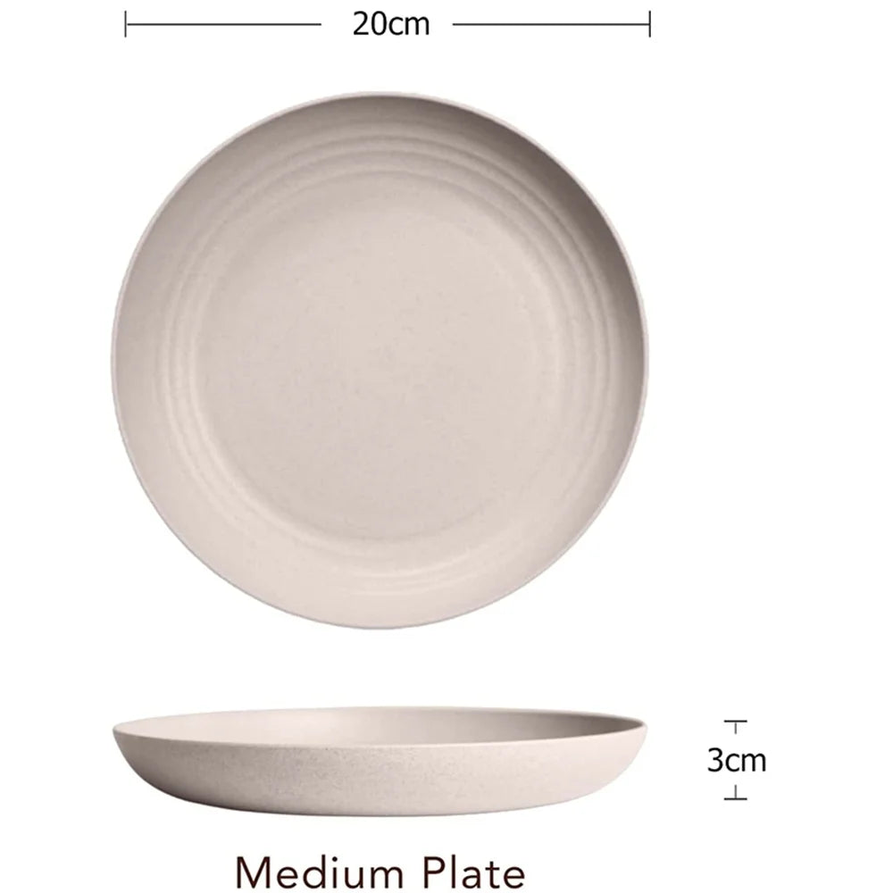 4pack Dinner Dishes Plates Wheat Straw Plate Lightweight Unbreakable Reusable Dishwasher & Microwave Safe for Kitchen Camping