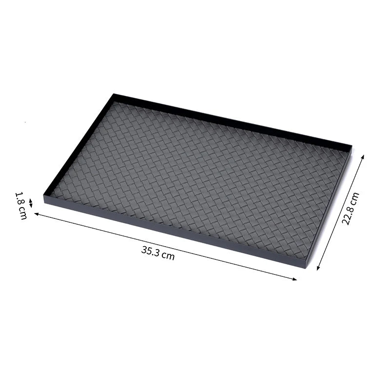 AhunderJiaz Modern Light Luxury Jewelry Entryway Storage Tray Black Leather Aroma Trays Home Storage Decoration & Organization