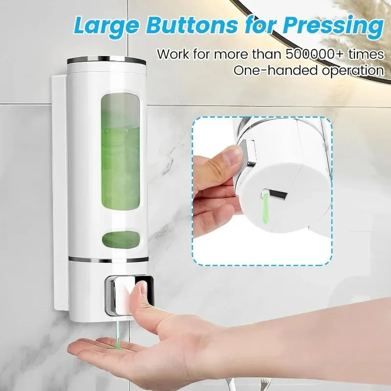 Liquid Soap Dispenser 400ml Wall Mounted Refillable for Bathroom Kitchen Hotel Shower Gel Lotion Pump for Toilet Bathroom Hotel