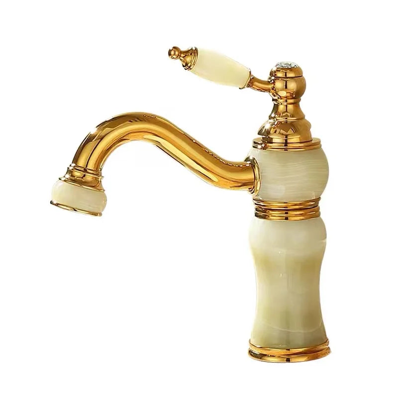 Bathroom Faucet Brass and Jade faucet Bathroom Basin faucet Sink Mixer Tap Gold Sink Faucet Bath Basin Sink Faucet