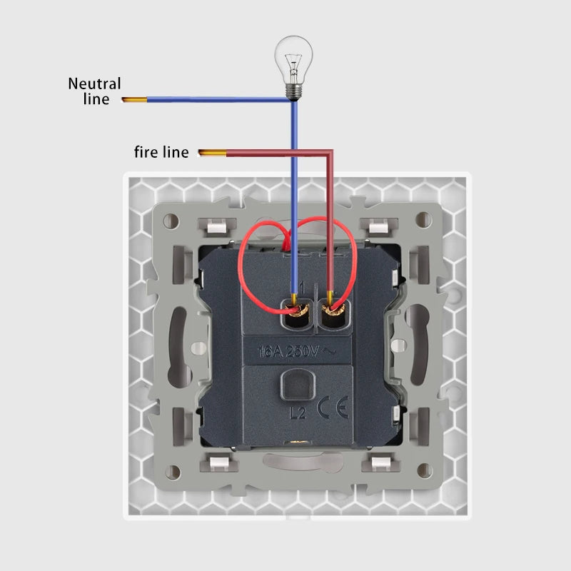 NYWP Luxury Crystal Tempered Glass Panel 1 Gang 2 Way Light Switch On / Off Wall Switch With LED Indicator 16A AC 250V