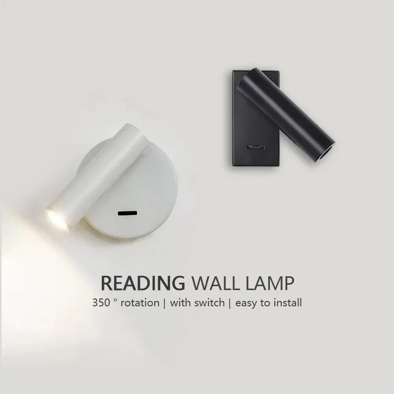 Modern LED Wall Lights Rotatable Adjustable Reading Lights Bedroom Bedside Living Room Study Room Household Lighting Fixtures