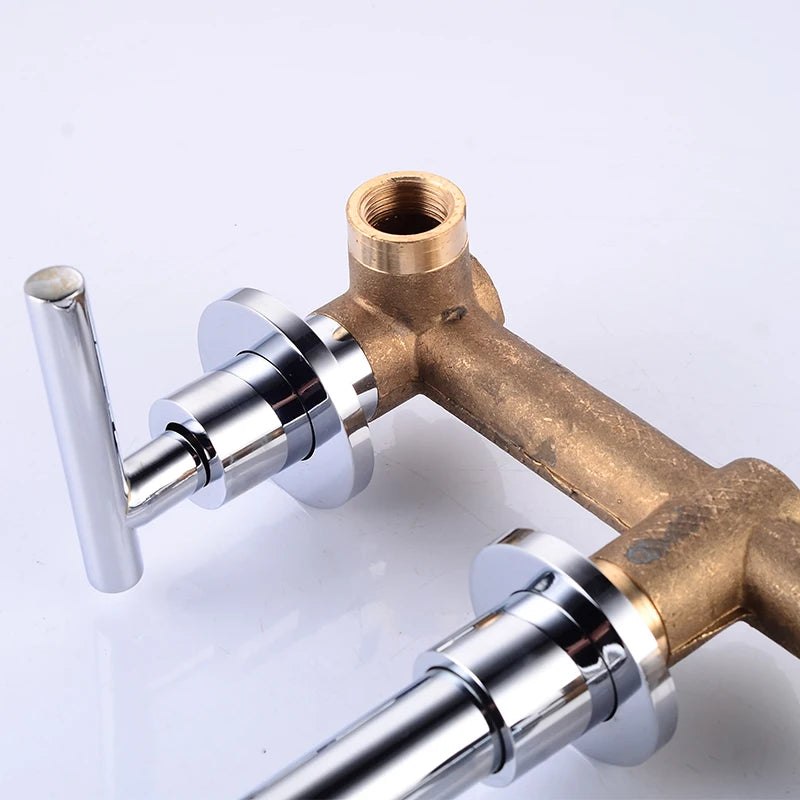 BAKALA Brass Matte Black Bathroom Sink Faucet Tap Hot Cold Wash Basin Water Swivel Spout Wall Mounted Bath Mixer