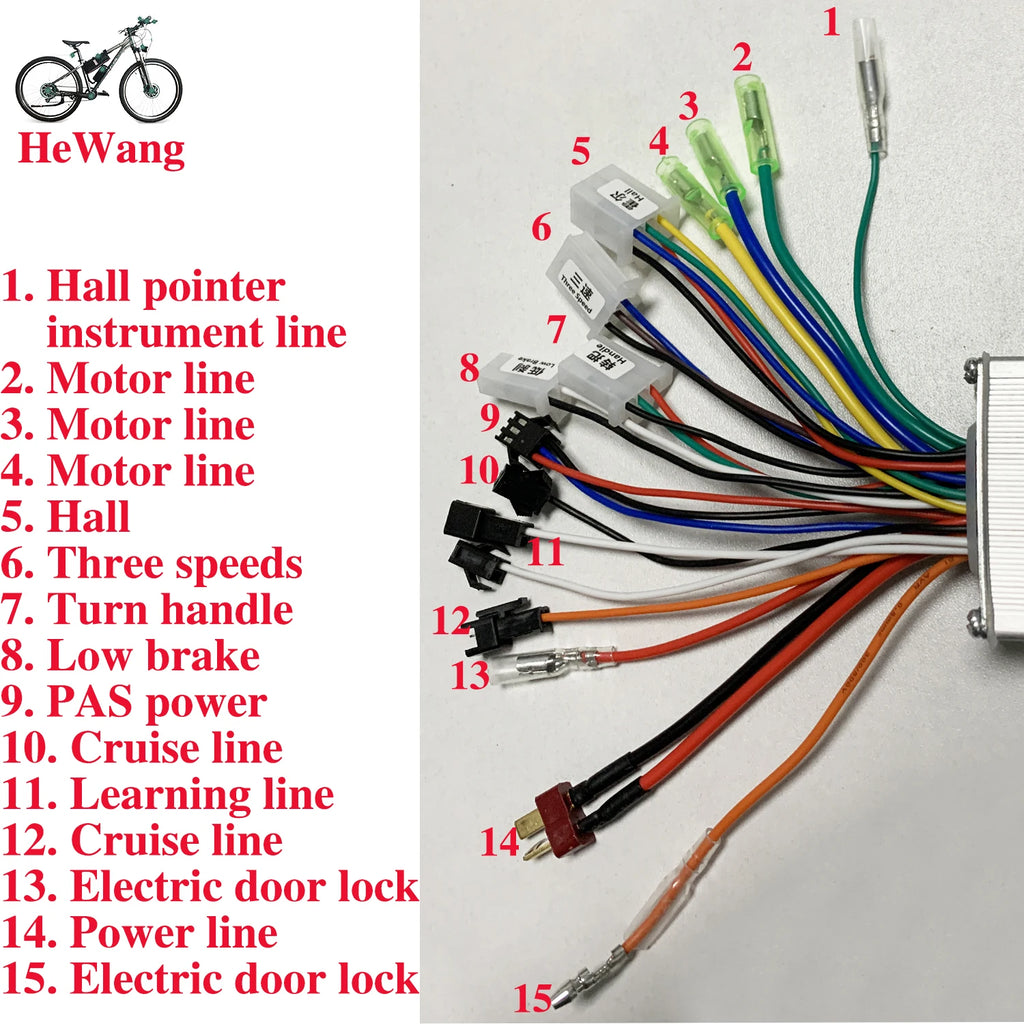 E-bike Scooter 3-mode sine wave brushless motor controller 24/36/48V 350W 18A +with lock handlebar LED display battery capacity