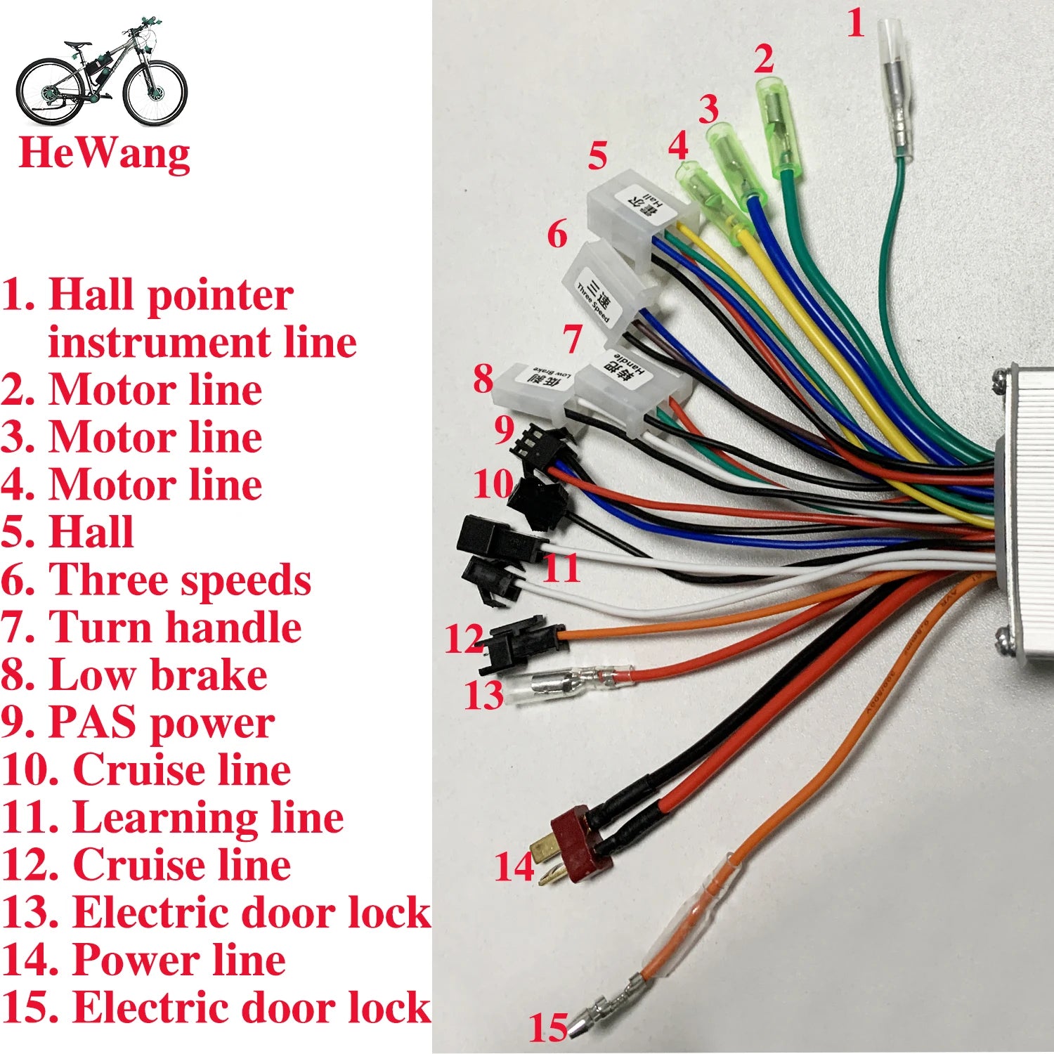 E-bike Scooter 3-mode sine wave brushless motor controller 24/36/48V 350W 18A +with lock handlebar LED display battery capacity