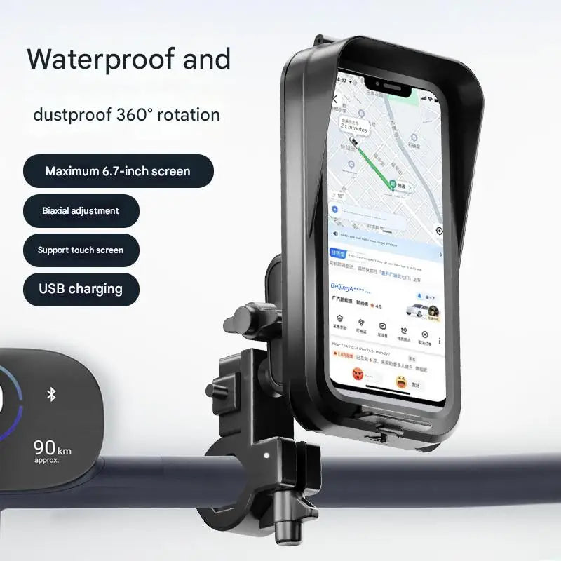 Three Proof Car Phone Holder Waterproof Dustproof Anti-Fall for Motorcycles Electric Bikes Bicycles - Secure Mounting