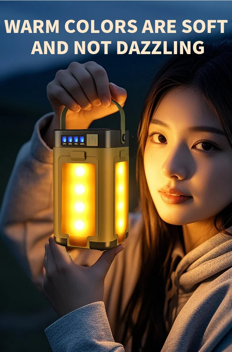 Camping Light Lightweight Handheld Torch  5 Lighting Modes Rechargeable Tent Lamp for Patio Climbing 8 Light Filaments