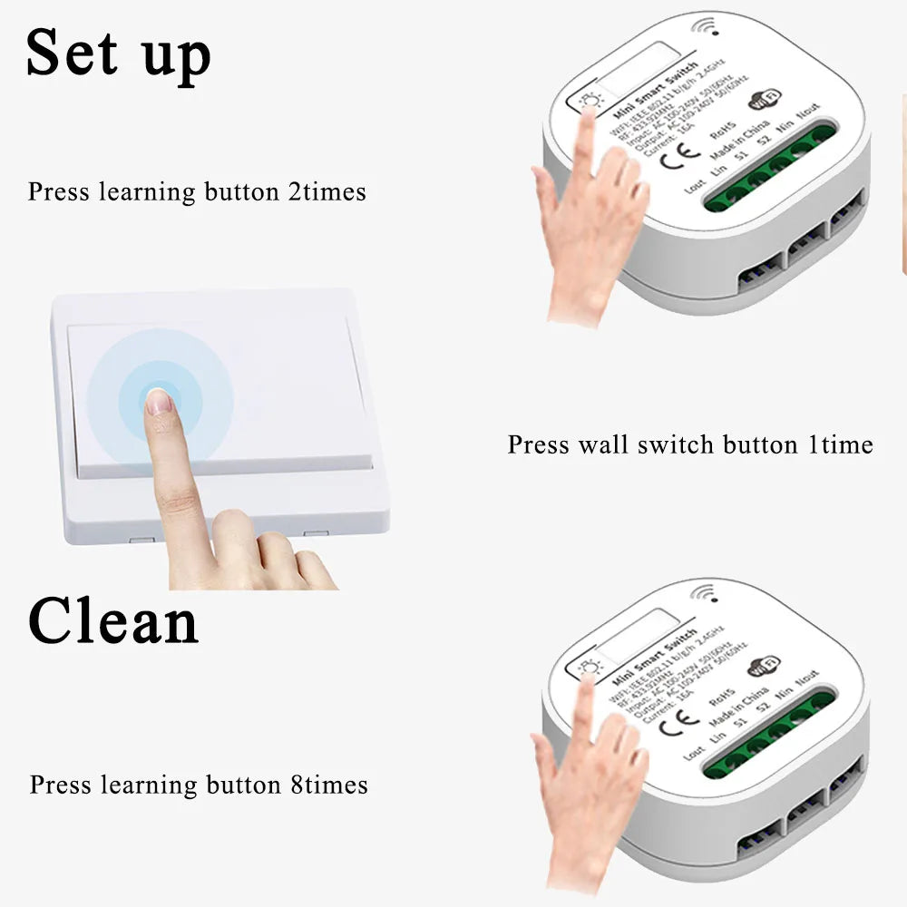 TUYA wifi RF433 Self Powered Wireless Switch Without Battery Remote Control waterproof home Wall panel Light Switch AC110V 220V