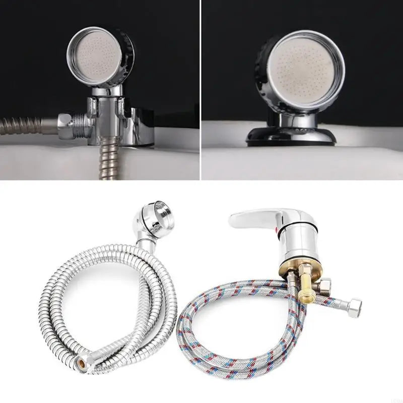 Shower Head with Hose Bathroom Sink Basin Stainless Steel Sprayer Tap Mixing
