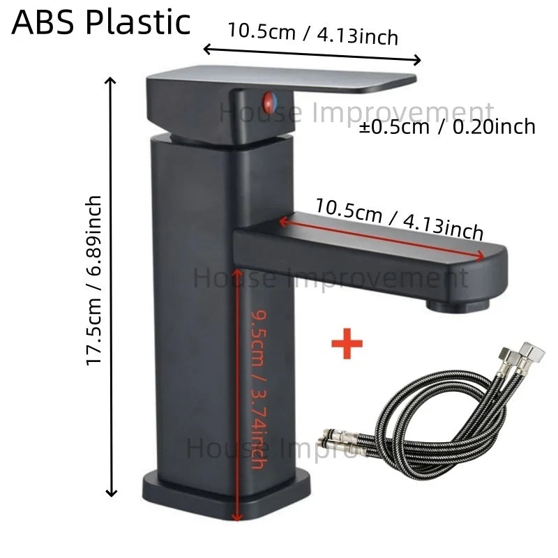 Hot and Cold Bathroom Faucet Water Mixer Tap Single Handel Single Hole Deck Mounted Plastic Washbasin Bathtub Faucet G1/2