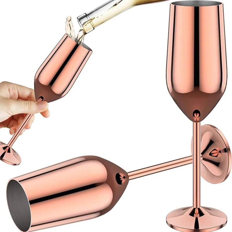 6Pcs Stainless Steel Unbreakable Metal Wine Glasses 220ml/250ml Cocktail Cups for Bar Drinking Glasses