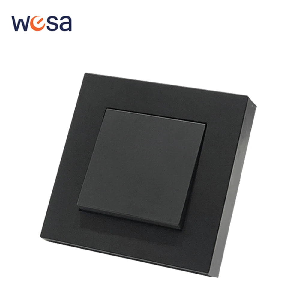 WESA Black Frosted Wall Light Switch Flame Retardant Plastic 1 Gang 1 Way Europe Standards Wall Rocker Button Switch On And Off