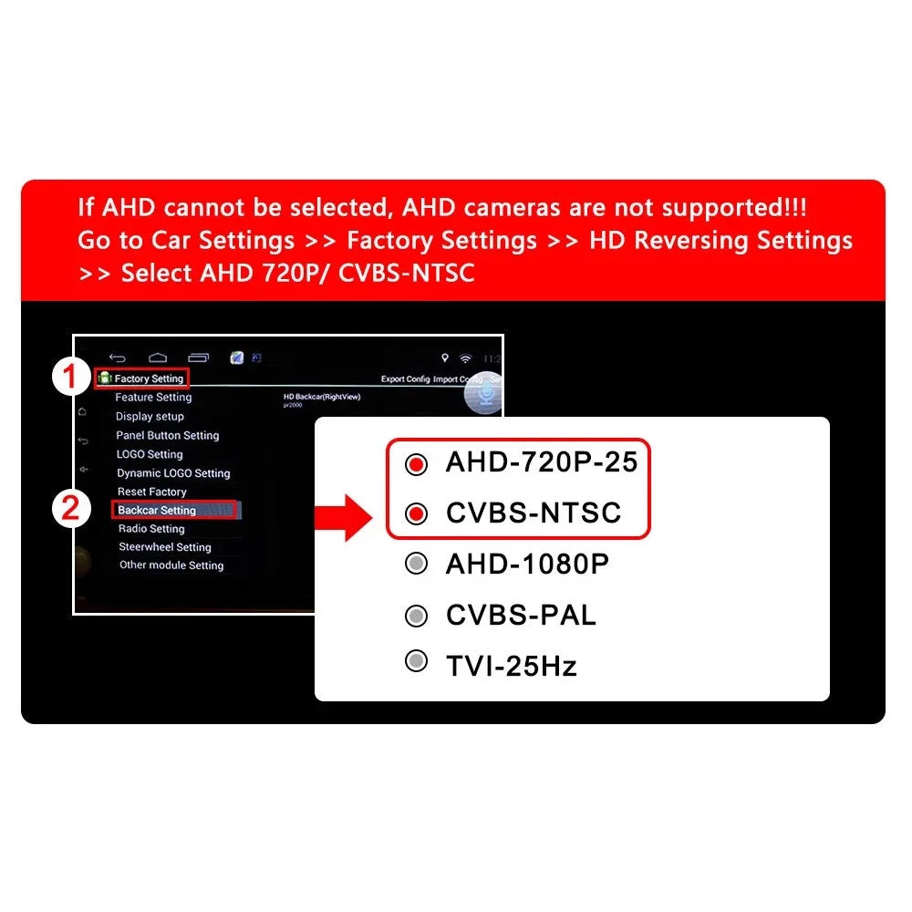 720P AHD Car Backup Camera with Wide-Angle Fisheye Lens-Night Vision, Front/Rear/Side Monitoring, Easy Installation