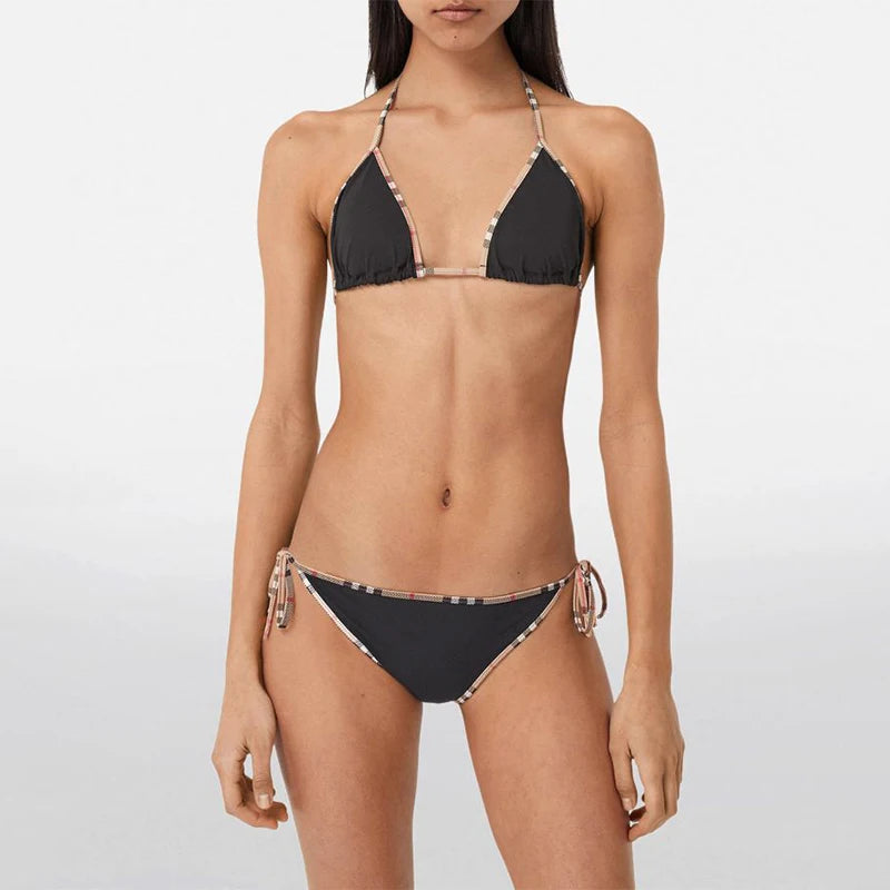 Check Bikini Sets Luxury Designer Brand Classic Print Swimsuit Two-piece Fashion Sexy Beach Swimwear 2024 Summer Women Clothing